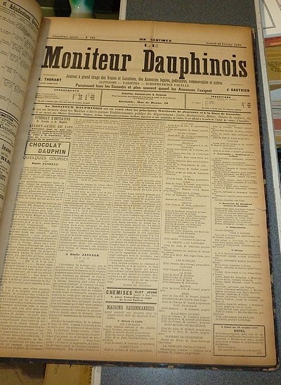 Le Moniteur Dauphinois. Journal à grand tirage des Ventes et Locations, des Annonces légales, judiciaires, commerciales et autres. Alpinisme - Variétés - Jurisprudence usuelle. Année 1898