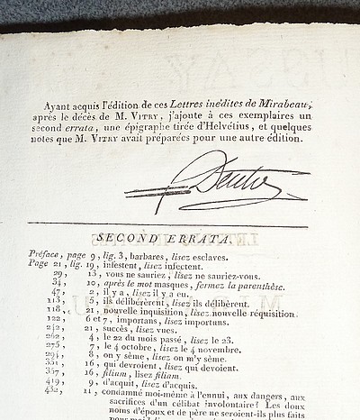 Lettres inédites de Mirabeau. Mémoires et extraits de Mémoires écrits en 1781, 1782 et 1783, dans le cours de ses procès de Pontarlier (en réhabilitation), et de Provence (en séparation) avec sa femme