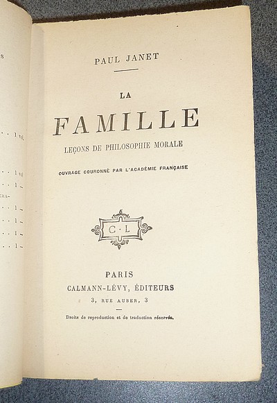 La Famille. Leçons de philosophie morale