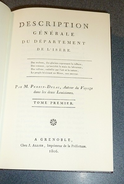 Description générale du département de l'Isère (2 volumes en 1)