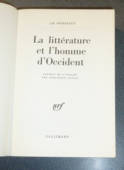 La littérature et l'homme d'Occident