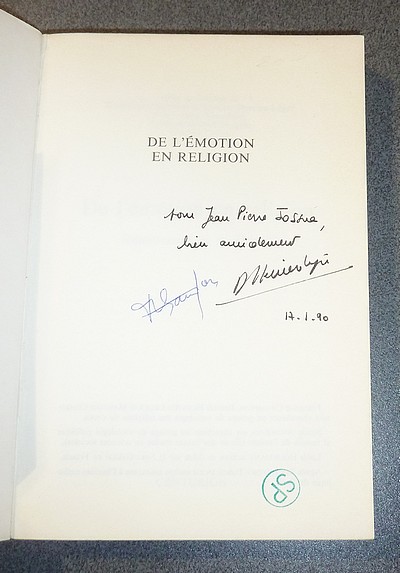 De l'émotion en Religion. Renouveaux et traditions