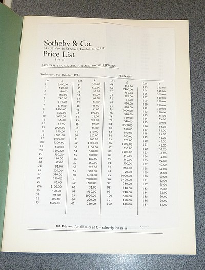 Catalogue of japanese swords, armour and sword fittings. The property of R. H. Higgs, and Various Owners. Sotheby's wednesday 9 th October, 1974