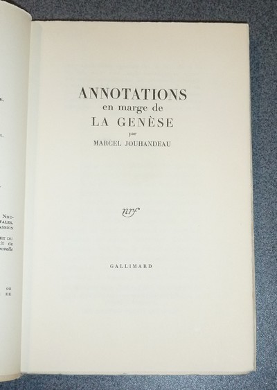 Annotations en marge de la Genèse