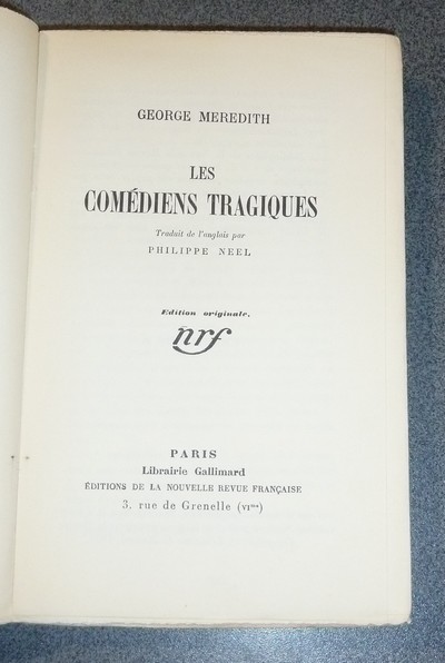 Les comédiens tragiques (édition originale française)