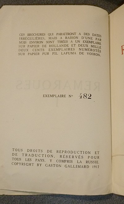 Remarques I (édition originale)