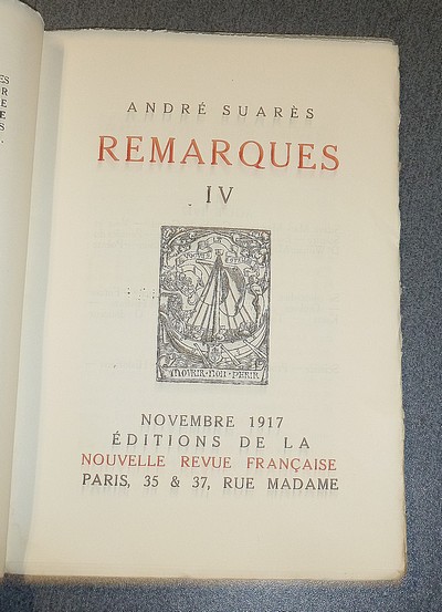 Remarques IV (édition originale)