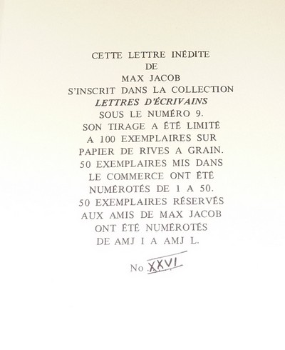 Lettre au « Courrier de la Presse ». 4 juillet 1929