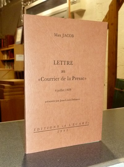 Lettre au « Courrier de la Presse ». 4 juillet 1929