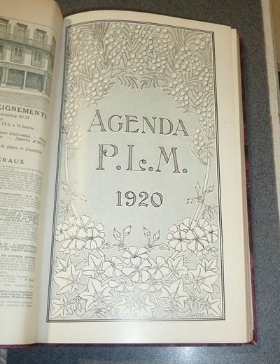 Agenda PLM 1920. Chemins de fer Paris-Lyon-Méditerranée (bien complet du supplément des 12 cartes postales)