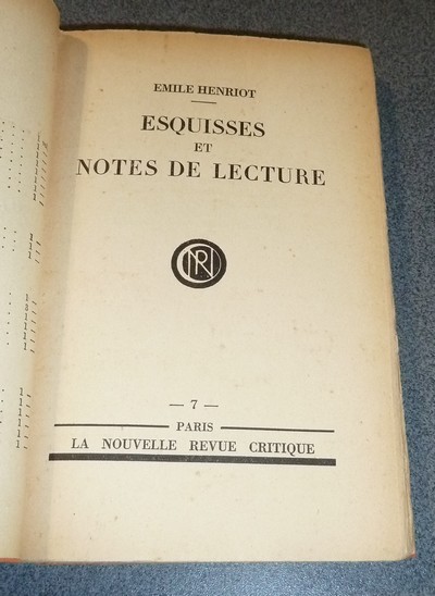 Esquisses et notes de lecture