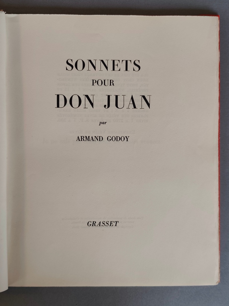 Sonnets pour Don Juan (avec 3 lettres signées de l'auteur & dédicace autographe)