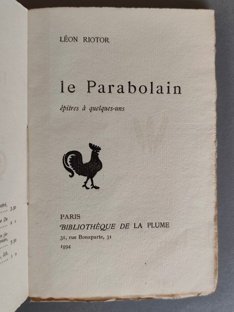 La parabolain, épîtres à quelques-uns