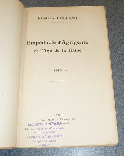 Empédocle d'Agrigente et l'age de la haine