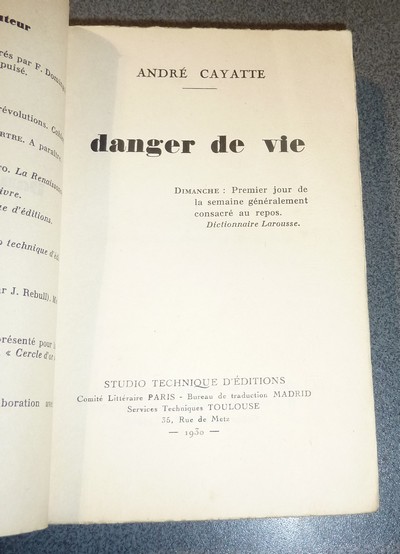 Danger de vie