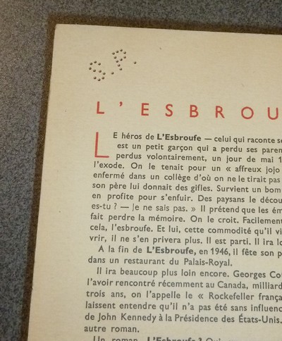 L'esbroufe, roman