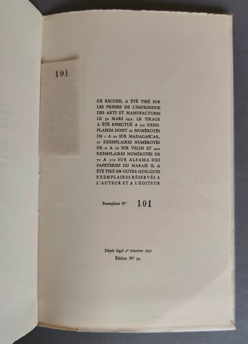 Au bord de la nuit (avec deux lettres manuscrites et un envoi dédicace)