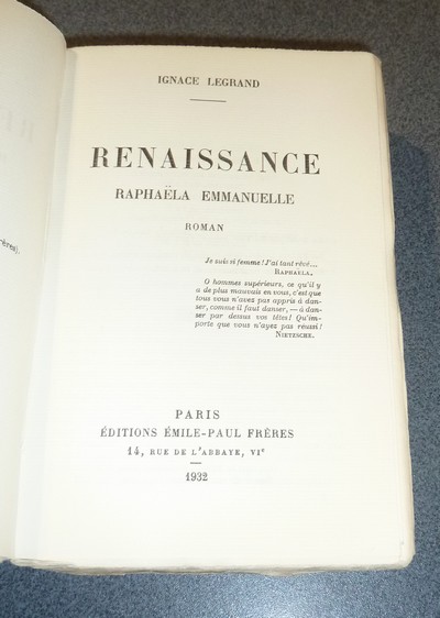 Renaissance. Raphaëla Emmanuelle (édition originale)