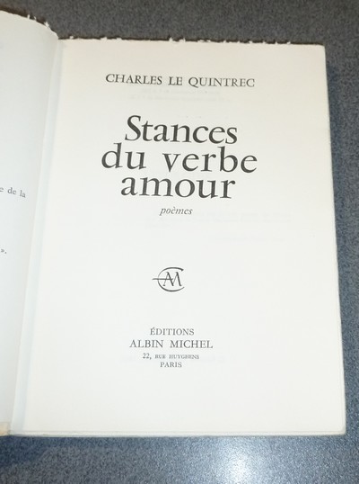 Stances du verbe amour, poèmes