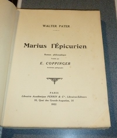 Marius l'épicurien, roman philosophique