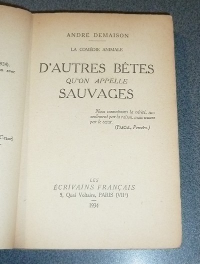 D'autres bêtes qu'on appelle sauvages