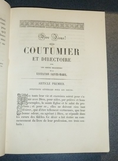 Coutumier et Directoire pour les Soeurs religieuses de la Visitation Sainte-Marie