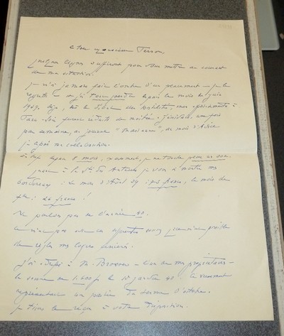 Lettre autographe datée du 23 janvier 1941, signée