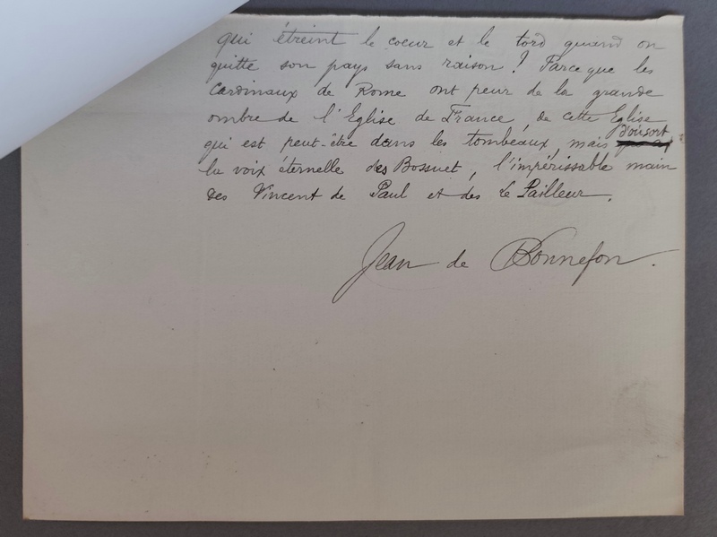 Manuscrit original « La dernière charrette » signé par Jean de Bonnefon (lettre)