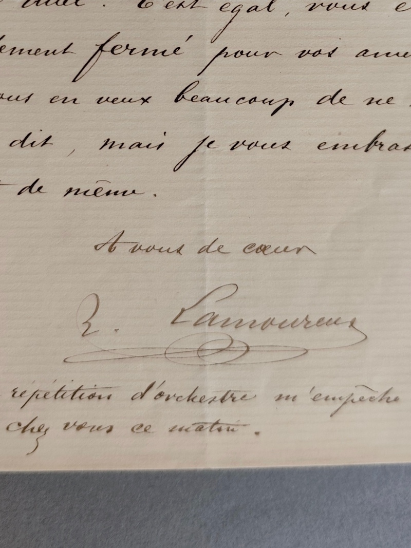 Lettre manuscrite autographe signée de Charles Lamoureux