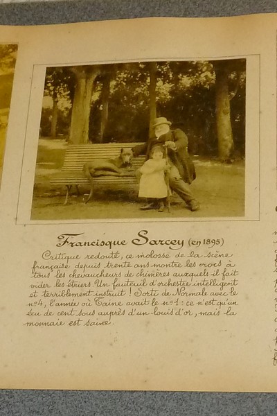 5 photographies animées anciennes avec commentaires représentant : Émile Zola en 1899 - Déoulède et Monet-Sully à San Sébastien en 1899 - Émile Ollivier en 1895 - Francisque Sarcey en 1895 - Alphonse Allais en 1895