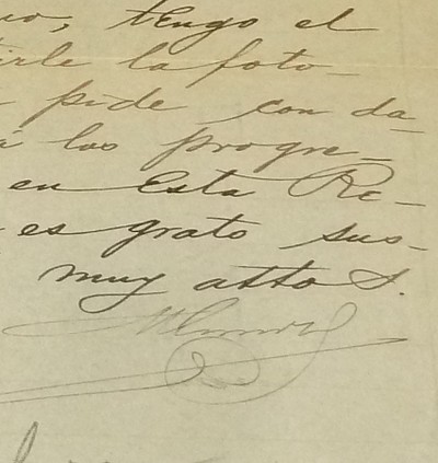 Lettre autographe datée du 12 août 1910 et signée par Estrada Cabrera, Président de la République du Guatemala