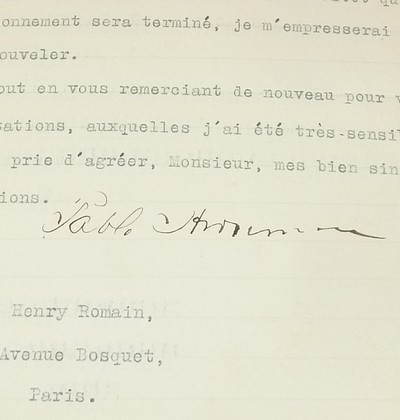 Lettre autographe datée du 15 mars 1911 et signée par Pablo Arosemena, Président de la République du Panama