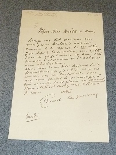 Lettre autographe signée d'Ernest La Jeunesse - La Jeunesse, Ernest