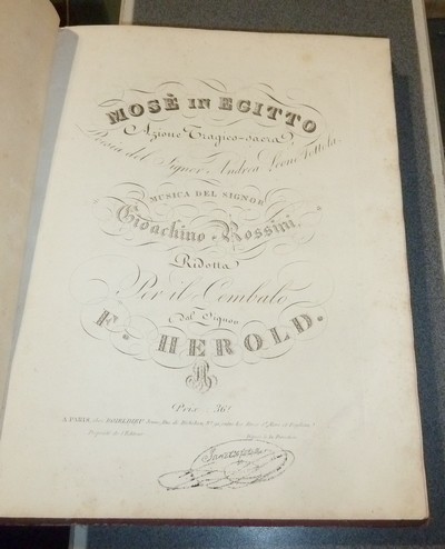 Mosé in Egitto. Azione tragico-Sacra. Poésia del Signor Andréa Leone Tottola, musica del Signor Gioachino Rossini, Ridotta per il Cembalo dal Signor F. Herold. (Moïse en Égypte)