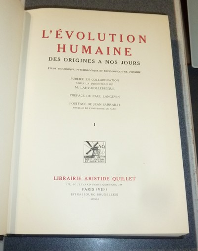 L'évolution Humaine des origines à nos jours (4 volumes) étude biologique, psychologique et sociologique de l'Homme
