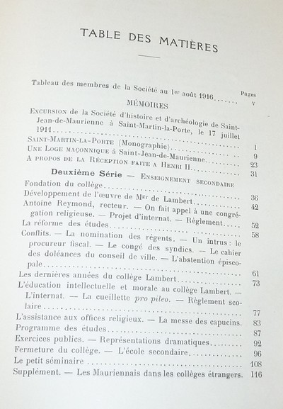 Société d'Histoire et d'Archéologie de Maurienne - Tome VI, Deuxième Série, Première et Deuxième parties, 1916 - 1924 (2 volumes)