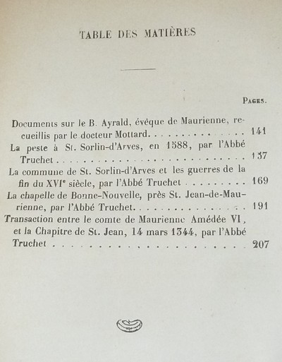 Société d'Histoire et d'Archéologie de Maurienne - Première Série, 4e volume, les Bulletins 1 à 5 (Complet des 5 volumes), 1876-1877-1879