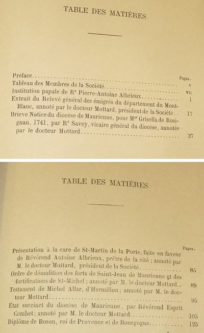 Société d'Histoire et d'Archéologie de Maurienne - Première Série, 3e volume, les Bulletins 1 à 5 (5 volumes), 1871-1874-1875-1876