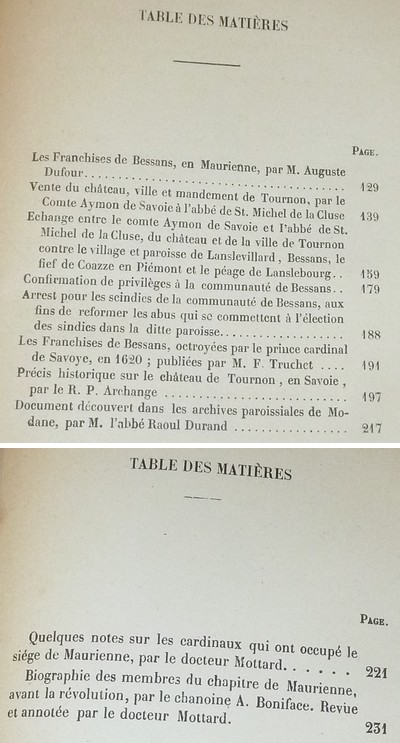 Société d'Histoire et d'Archéologie de Maurienne - Première Série, 3e volume, les Bulletins 1 à 5 (5 volumes), 1871-1874-1875-1876