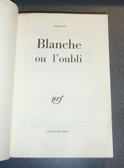 Blanche ou l'oubli