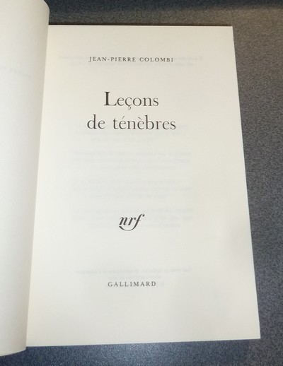 Leçons de ténèbres, poèmes