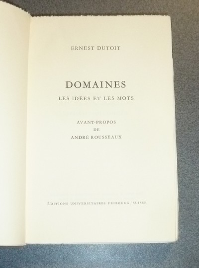 Domaines. Les idées et les mots