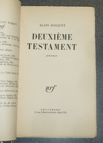 Deuxième testament, poème