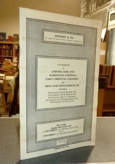 Catalogue of Chinese jade and hardstone carvings, early oriental ceramics and Ming and Ch'ing porcelain. 8th october 1974