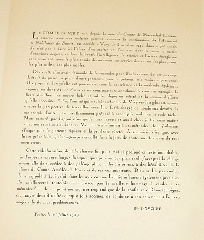 Armorial et Nobiliaire de l'Ancien Duché de Savoie (Tome VI - livraison 1)