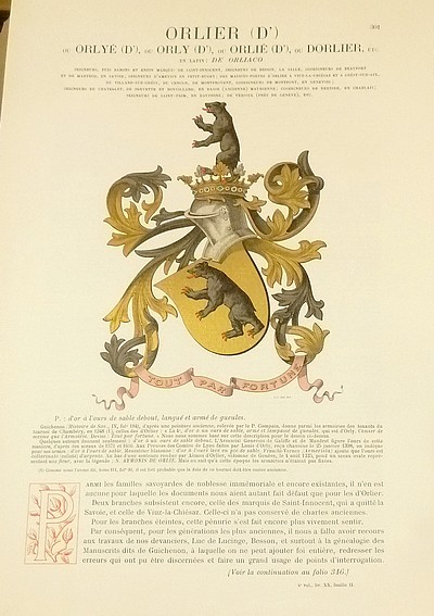 Armorial et Nobiliaire de l'Ancien Duché de Savoie (Tome IV - Livraison 20)