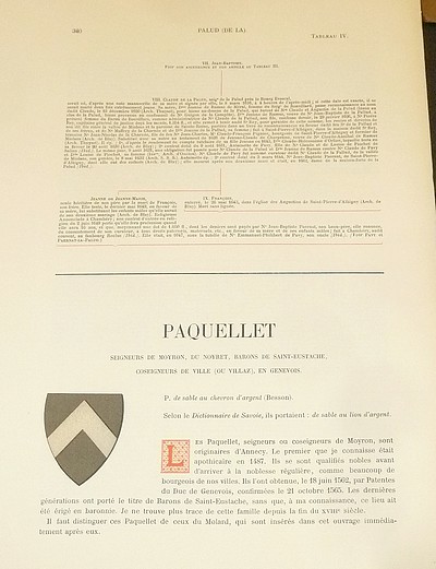 Armorial et Nobiliaire de l'Ancien Duché de Savoie (Tome IV - Livraison 22)