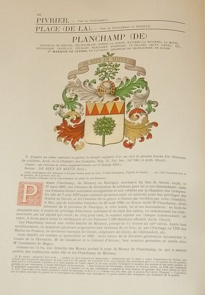 Armorial et Nobiliaire de l'Ancien Duché de Savoie (Tome IV - Livraison 27)