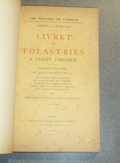 Livret de Folastries à Janot parisien