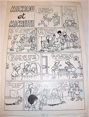 Planche originale de Michou et Michette parue dans Frimoussette